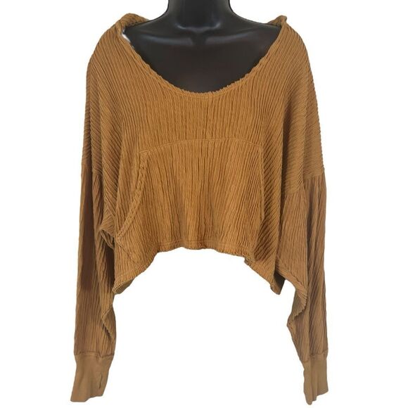 Free People Tops - Free People Movement Slouchy Cropped Ribbed Hoodie
